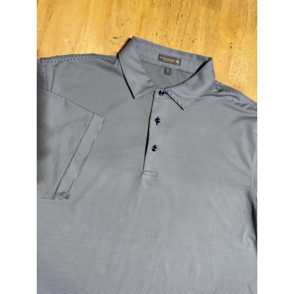 Peter Millar Summer Comfort Polo Shirt Mens XL Blue White Stripe Golf Stretch